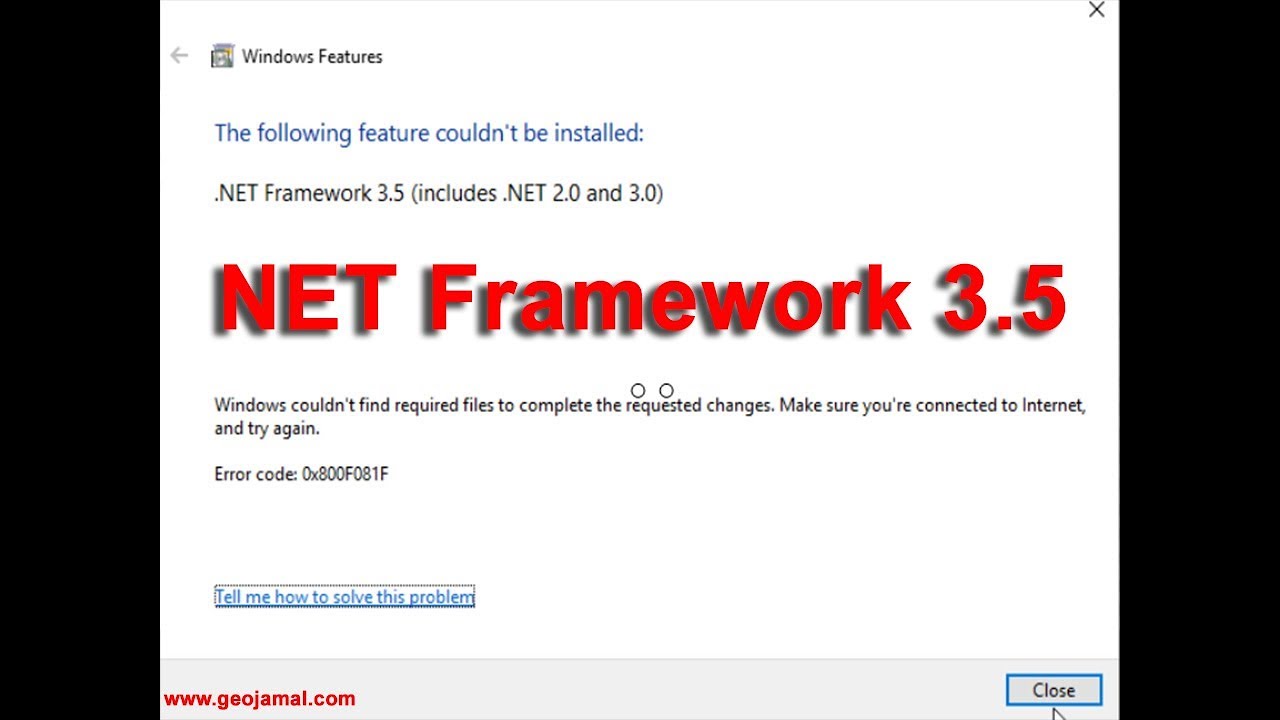 Net Framework 3.5 Wont Install Windows 10